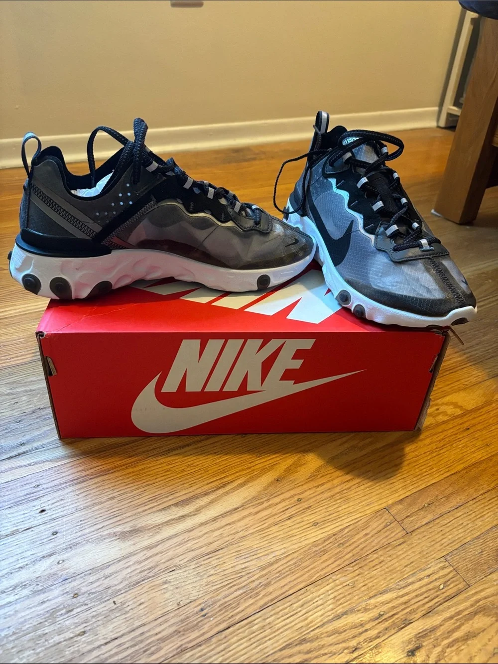 Nike Black and White React-Style Athletic Sneakers